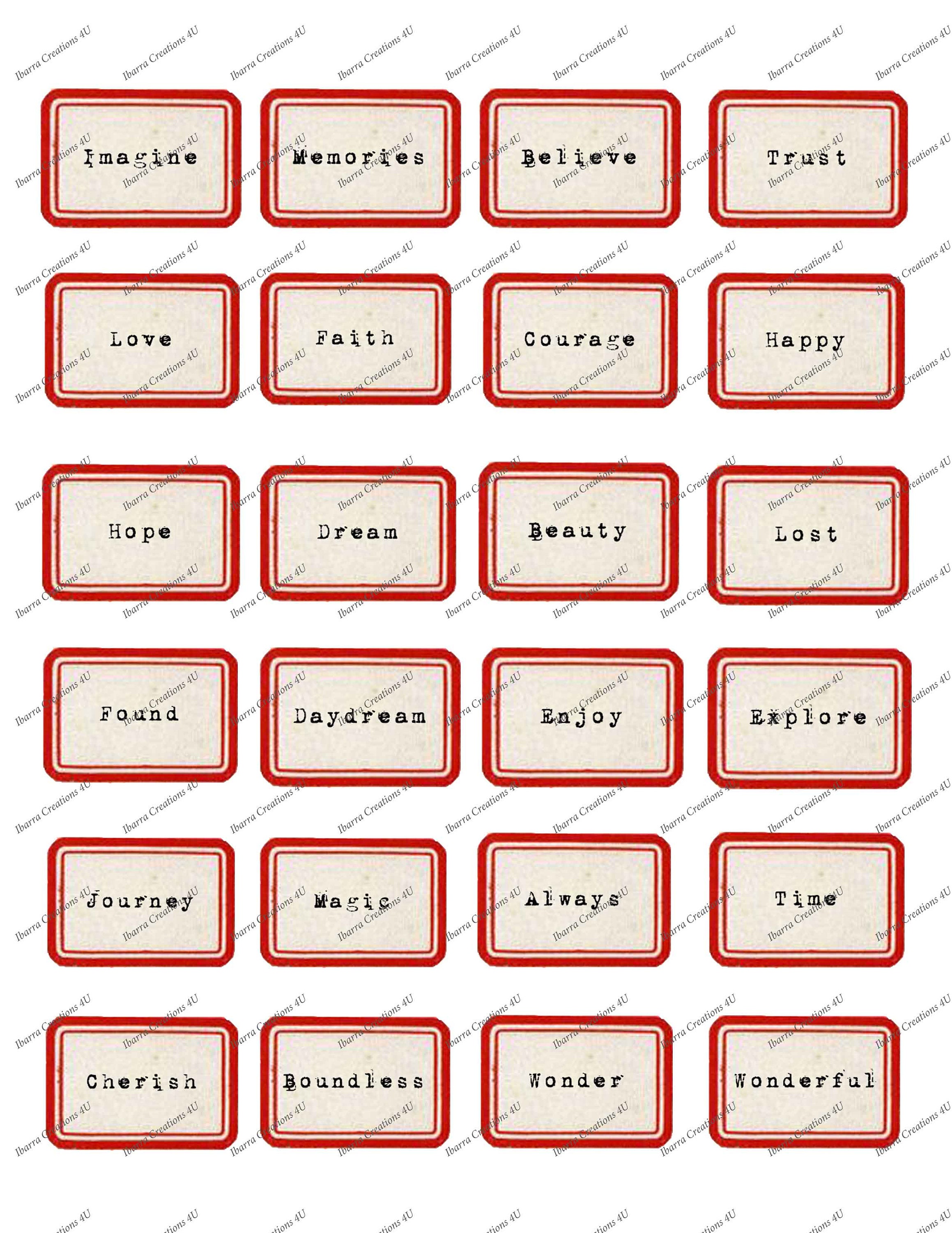 Digital Vintage Labels, Printable Word Labels - Etsy