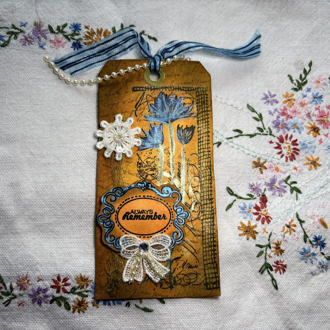Mixed Media Stamp Embossed, Altered Tag for Journals, Gifts, Scrapbooks ...