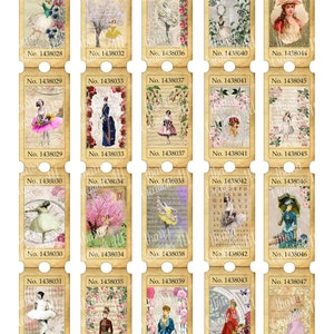 Digital Collage Tickets-Ballerinas, Victorian Ladies
