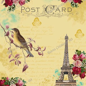 Kit digital-Bird-Eiffel Tower-Journal Cards