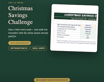 Weihnachts-Spar-Challenge-Tabelle 2026 | Automatisch anpassbarer Weihnachtsgeldplan & Geschenkbudget (Excel, Google Sheets)