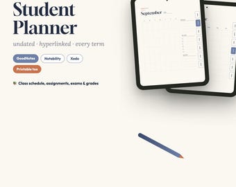 Studienplaner (undatiert) | Stundenplan, Aufgaben- und Notenübersicht | GoodNotes Notability iPad PDF