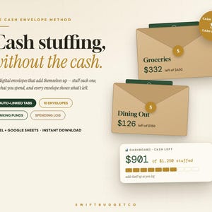 Digital Cash Envelope Budget Spreadsheet | Auto-Calculating Tracker (Excel/Google Sheets)