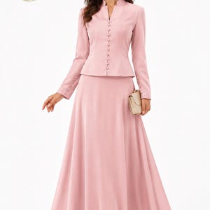 dress with matching long coat Women's Black Long Coat Formal Dress, Elegant Double Breasted Coat for Office and Events 36