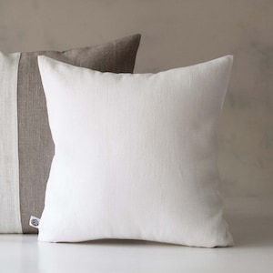 White throw pillows White linen pillow cover White throw pillow for home decor Classic pillowcase for decorative pillows White euro sham image 1