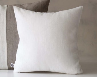 White throw pillows White linen pillow cover  White throw pillow for home decor Classic pillowcase for decorative pillows White euro sham