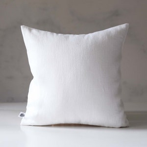 White throw pillows White linen pillow cover White throw pillow for home decor Classic pillowcase for decorative pillows White euro sham image 2