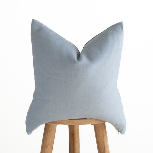 Dusty blue classic pillow cover with hidden zipper closure, Classic linen pillowcase