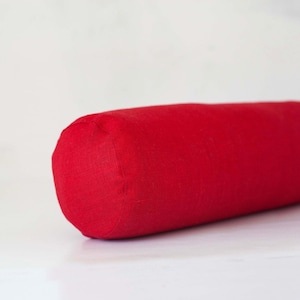Red long Bolster throw pillow COVER, Red neckroll pillow custom size | handmade room decor