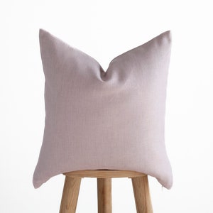 Classic Dusty Pink linen pillow cover with hidden zipper closure, custom size throw pillow