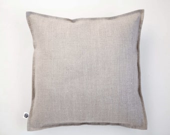 Almohada de tiro de lino - funda de almohada - funda de almohada - almohada decorativa de lino natural - almohada con borde alrededor - funda de cojín - 0418