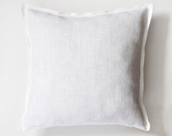 White pillow cover - white throw pillow - white natural fabric pillow cover  - linen decorative pillows - white euro shams -  sofa pillows