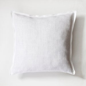 White pillow cover white throw pillow white natural fabric pillow cover linen decorative pillows white euro shams sofa pillows image 1