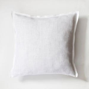 White linen pillow cover for bedroom bed decor, euro sham size available.