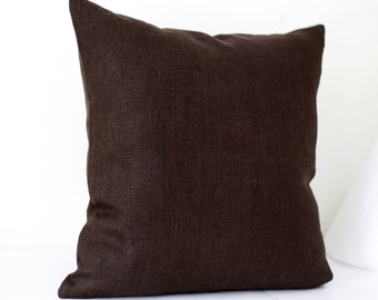 Brown linen pillow cover, linen pillowcase, pure linen throw pillow cover