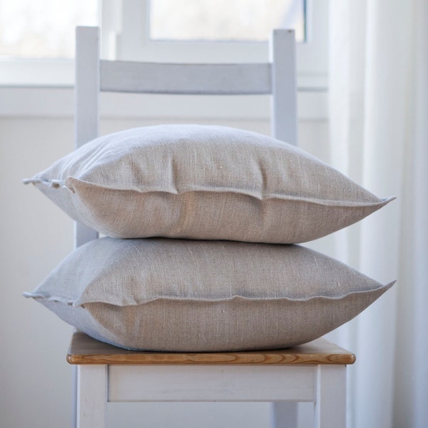 Natural linen pillow covers set of 2, custom size pillowcases