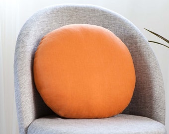 Round orange boho pillow,  for bohemian home decor