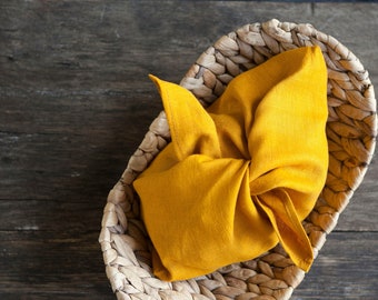 Bolsa Bento de Lino Amarillo: Envoltorio reutilizable para pan, almacenamiento de alimentos, tamaño y color personalizados.