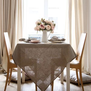 53x80 inch Natural Linen Tablecloth Handmade, Eco-Friendly, Durable and Stylish image 5