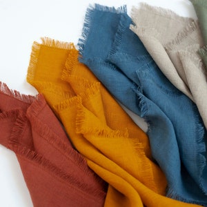 Fringed Linen Napkins: Stonewashed Cloth, 18x18 inch, custom color