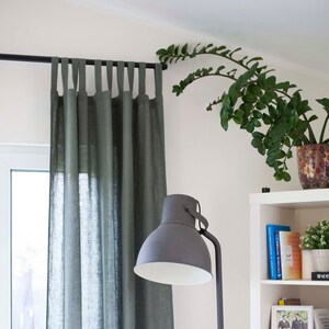 Sage Green Linen curtains, bathroom curtains or living room curtains, linen curtain panels in custom size and custom color