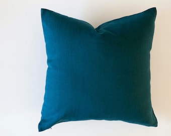 Teal blue pillow cover - classic style decorative pillows case - peackock solid  throw pillows 0020