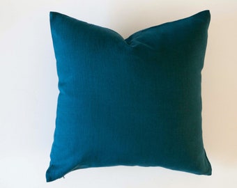 Blue pillowcase, blue throw pillow, teal euro sham size pillow, Classic style blue cushion case in custom size