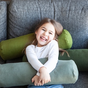 Custom size green bolster PILLOW COVER - pure linen pillowcase for standard bolster