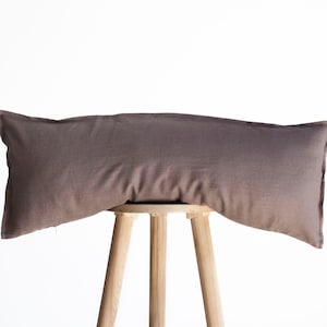 Long Taupe Linen Lumbar Pillow Cover – Brown Decorative Cushion Case, Custom Size, Machine Washable, Handmade Throw Pillow for cottage decor