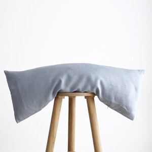 Blue lumbar pillow cover, long linen lumbar 14x36