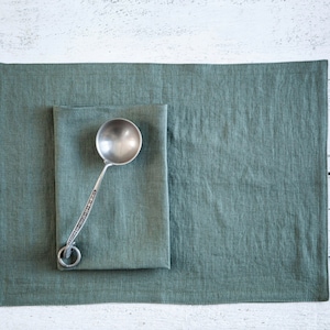 Sage Green Linen Placemats: 13x18 Table Mat Set