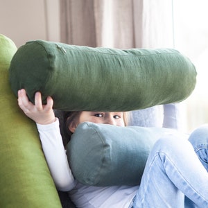 FUNDA DE ALMOHADA CON FORRO VERDE, Funda de almohada de 16 x 6 pulgadas, Funda de almohada de lino, Funda de almohada de color verde cálido intenso