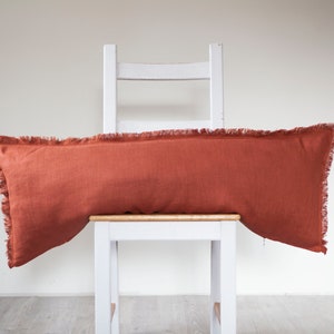 Orange long lumbar pillow cover, rust lumbar pillow case for room decor - Housewarming gift - HANDMADE