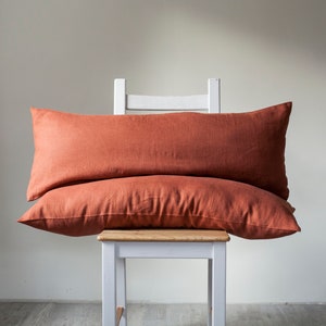 Long orange lumbar pillow covers set of 2, burnt orange lumbar pillows set with inserts or without, with pillow in image 1