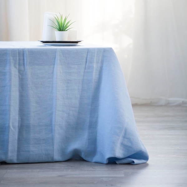 Luxury Natural Long Linen Tablecloth for Wedding or Dinner | 100% Softened Linen