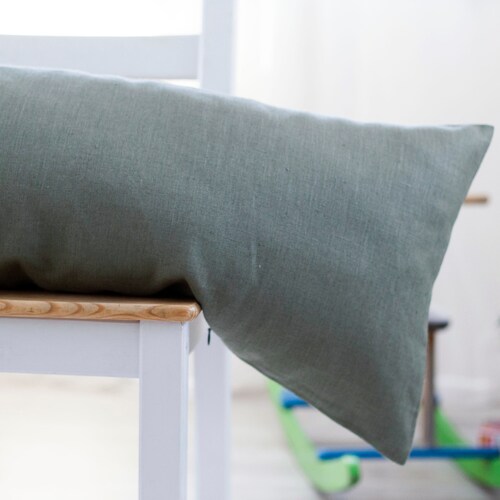 Green Lumbar Pillow Cover Soft Green Body Pillow Case Long Etsy