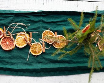 Emerald Green table runner, linen table runner with mittered corners in custom size, many colors to choose