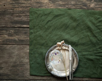 Green Table Runner - Softened linen, Custom Length and Color Options - 100% Natural Linen