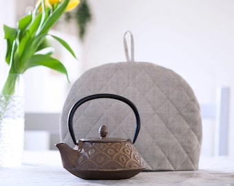 Handmade Linen Teapot Cozy - Elegant Tea Warmer for Kitchen Decor and Home Brewing