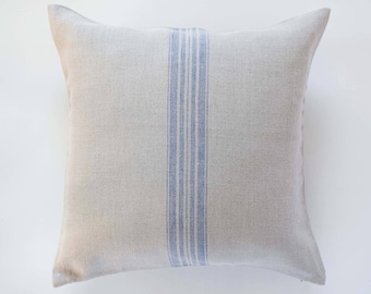 Grain sack pillow Farmhouse throw pillow covers -  grain sack cushion case - decorative pillow - french farmhouse decor accent - 0385