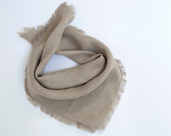 Linen bandana, square linen scarf, men women bandana, natural linen neckerchief, square linen kerchief, ticking bandana