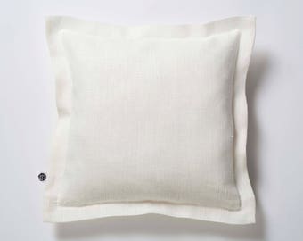 White linen pillow case, linen pillow, linen bedding, custom size pillow cover