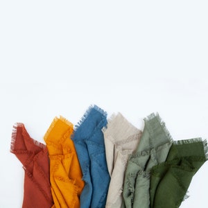 Fringed Linen Bandana: Square Boho Hair Scarf