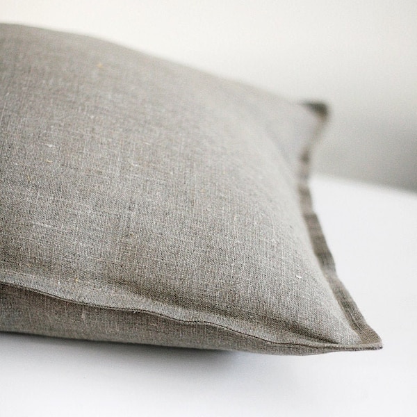 Natural linen pillowcase for bedroom bed, custom size pillow cover, pillow cover with hidden zipper closure