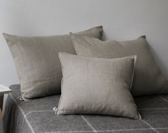 Linen throw pillows, 14x14 pillow cover available, natural linen decorative pillowcases