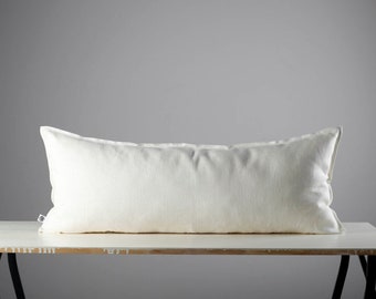 Lumbar pillow cover 14x36, white lumbar pillow cover, lumbar throw pillow,