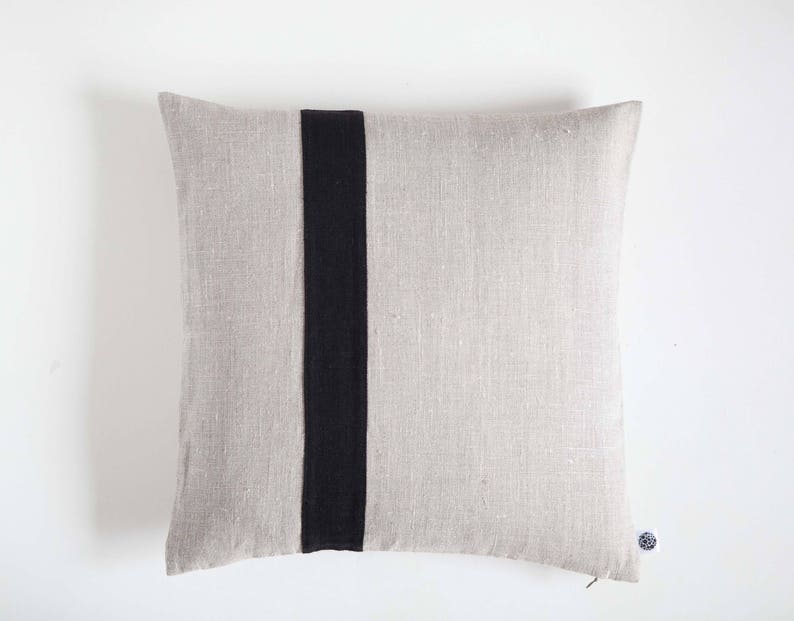 Gray linen pillow cover Linen cushion case Color block throw Etsy