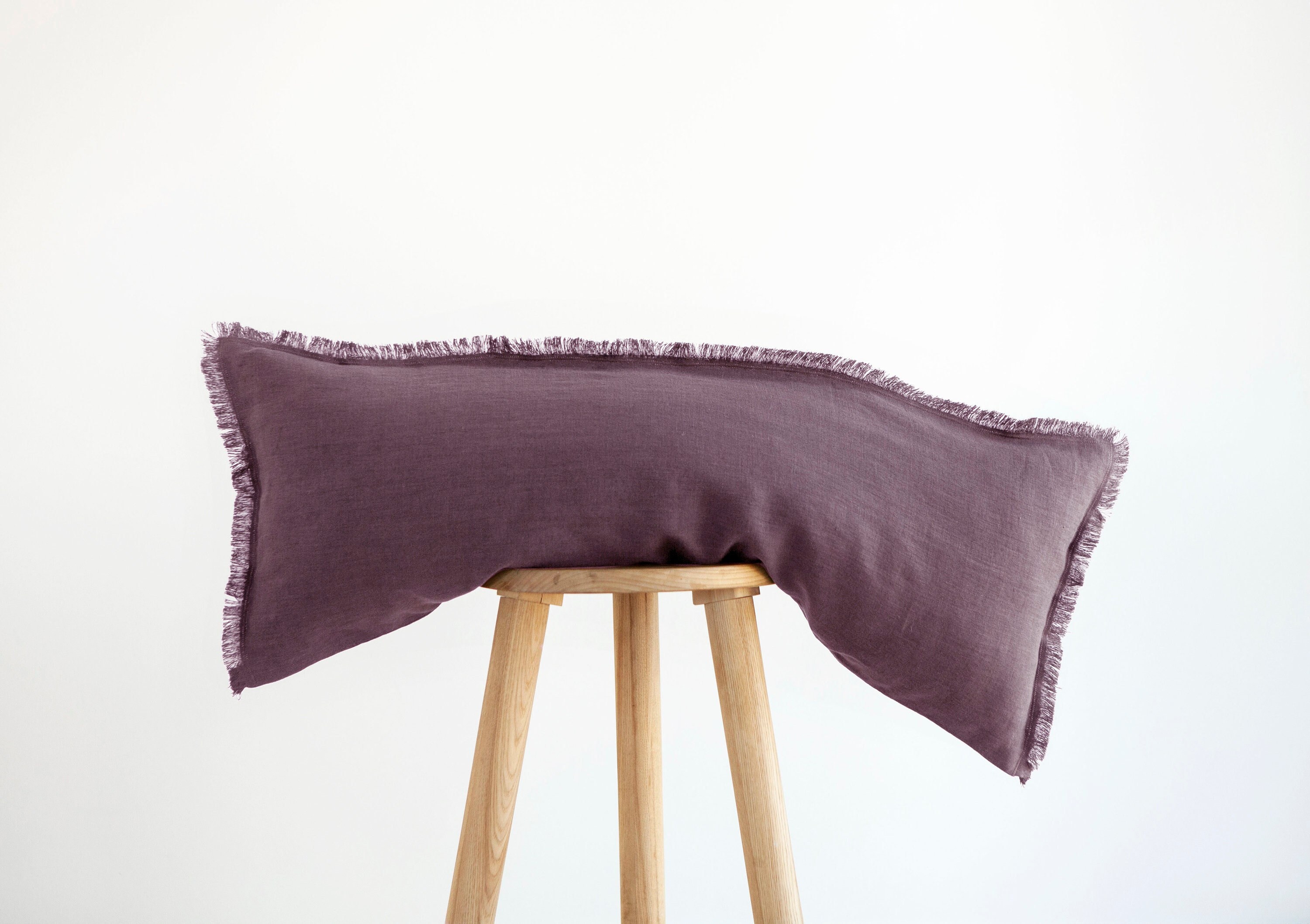 Purple Lumbar Pillow Cover, Fringed Long Lumbar, Custom Size