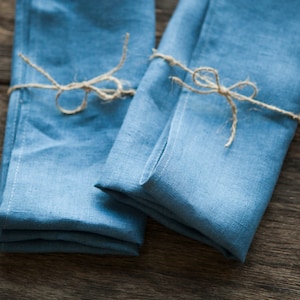Blue cloth napkins - linen napkins - Stonewashed dinning napkins, Cloth linen napkins for dinning table decor - napkins bulk