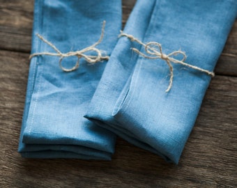 Blue cloth napkins - linen napkins - Stonewashed dinning napkins, Cloth linen napkins for dinning table decor - napkins bulk